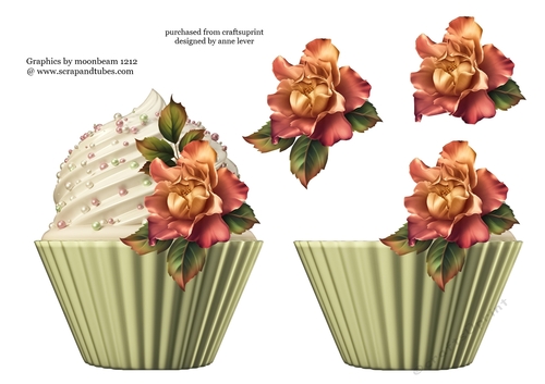 Floral Cupcake Decoupage Sheet - Blush Roses