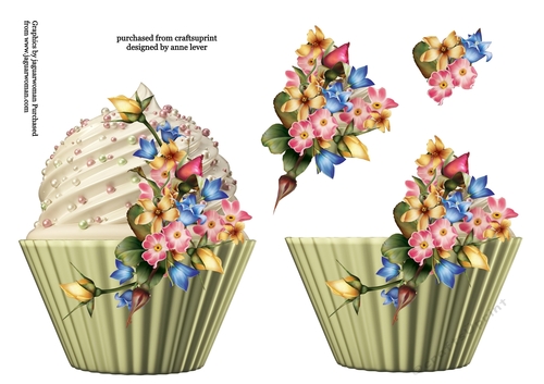 Floral Cupcake Decoupage Sheet - Summer Flowers
