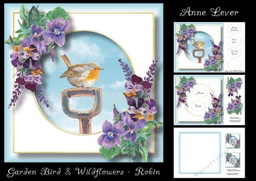 Garden Bird & Wildflowers - Robin