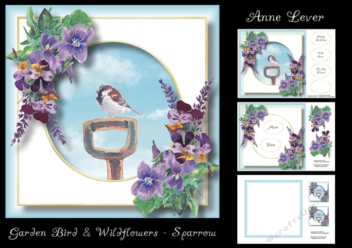 Garden Bird & Wildflowers - Sparrow