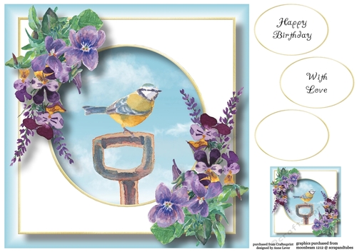 Garden Bird & Wildflowers - Blue Tit 8x8
