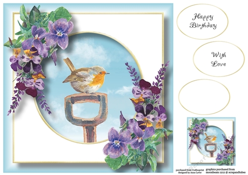 Garden Bird & Wildflowers - Robin 8x8