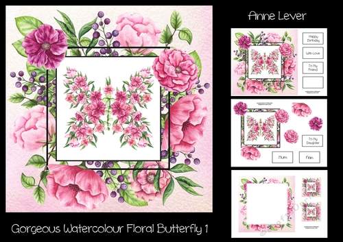 Gorgeous Watercolour Floral Butterfly 1