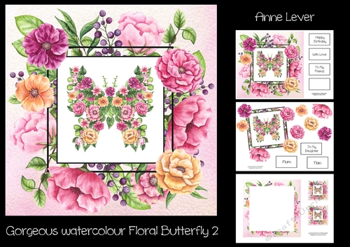 Gorgeous Watercolour Floral Butterfly 2