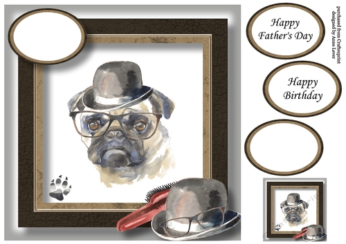 Dapper Dog For Fathers Day - Pug 8x8