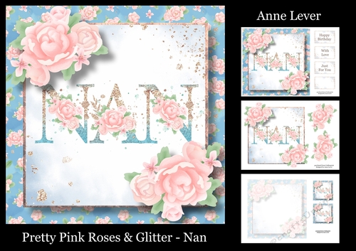 Pretty Pink Roses & Glitter - Nan