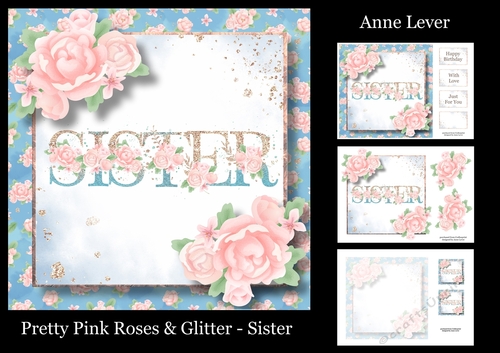 Pretty Pink Roses & Glitter - Sister
