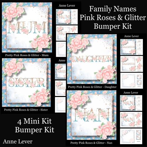 Family Names Pink Roses & Glitter Bumper Kit