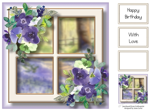 Wonderful Wildflower Window  - Purple 8x8