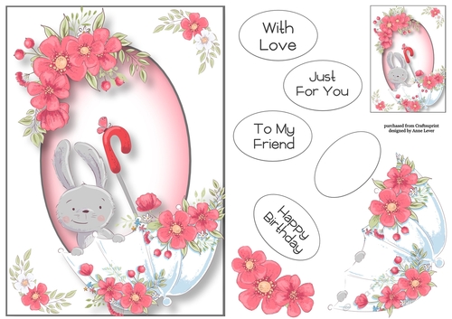 Floral Brolly Bunny A5