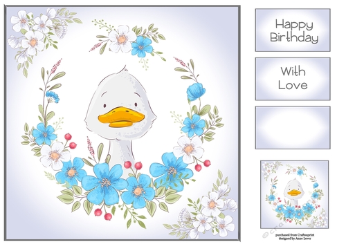 Cute Animals Floral Wreath - Duck