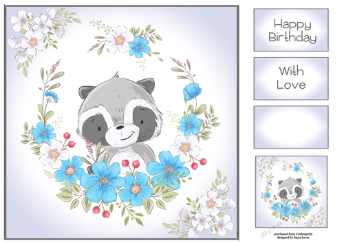Cute Animals Floral Wreath - Raccoon