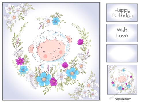 Cute Animals Floral Wreath - Lamb