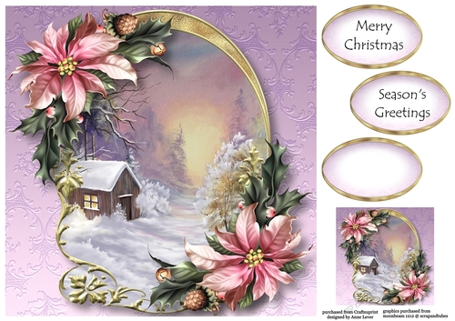 Arched Winter Scene - Cabin In The Woods 8x8