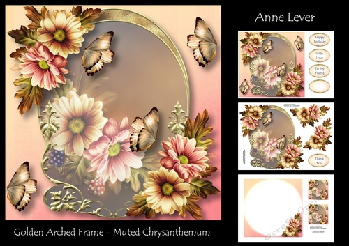 Golden Arched Frame - Muted Chrysanthemums 