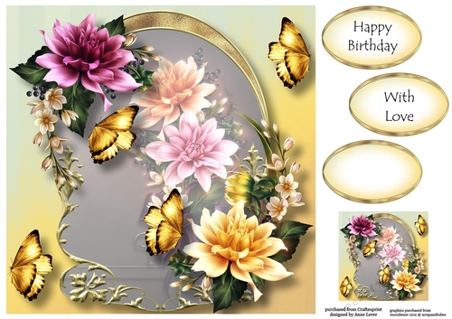 Golden Arched Frame - Dahlias 8x8