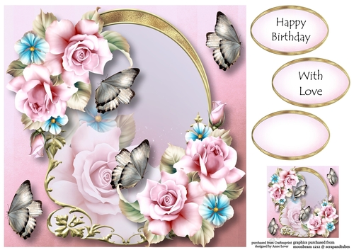 Golden Arched Frame - Cool Pink Roses 8x8