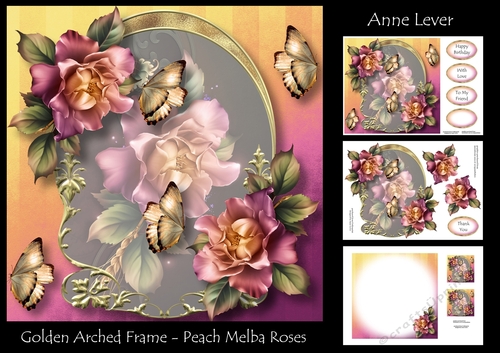 Golden Arched Frame - Peach Melba Roses