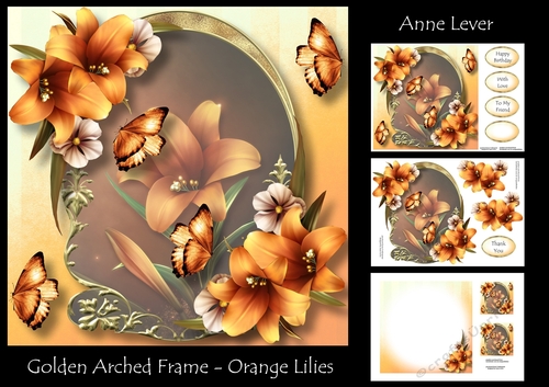 Golden Arched Frame - Orange Lilies