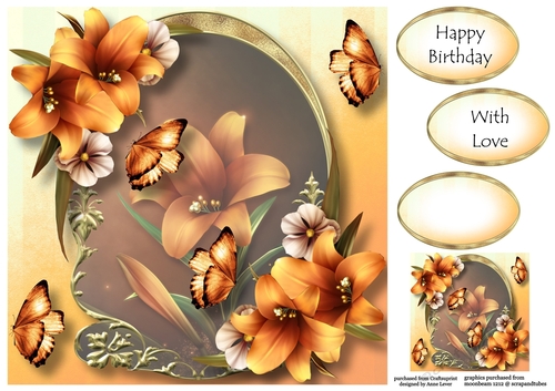 Golden Arched Frame - Orange Lilies 8x8