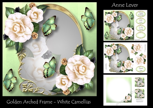 Golden Arched Frame - White Camellias