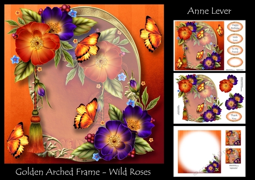 Golden Arched Frame - Wild Roses