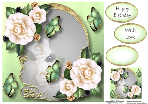 Golden Arched Frame - White Camellias 8x8