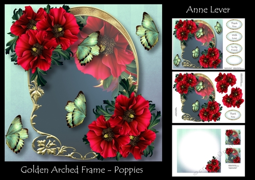 Golden Arched Frame - Poppies