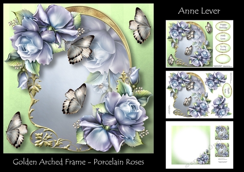 Golden Arched Frame - Porcelain roses