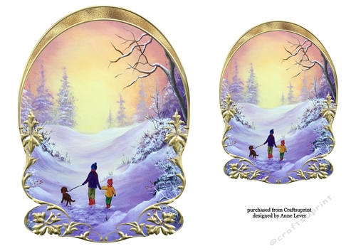 Unembellished Arched Winter Scene Toppers 1 ( 8x8 6x6 A5 A6 )