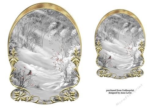 Unembellished Arched Winter Scene Toppers 2 ( 8x8 6x6 A5 A6 )