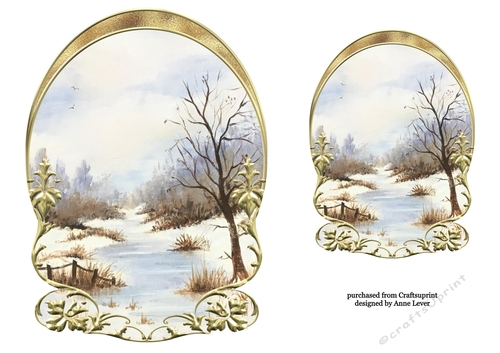 Unembellished Arched Winter Scene Toppers 3 ( 8x8 6x6 A5 A6 )