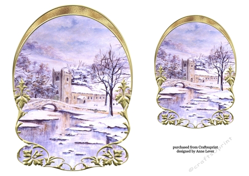 Unembellished Arched Winter Scene Toppers 4 ( 8x8 6x6 A5 A6 )