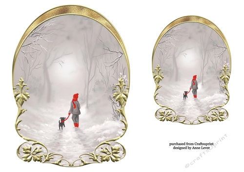 Unembellished Arched Winter Scene Toppers 5 ( 8x8 6x6 A5 A6 )