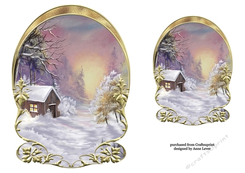 Unembellished Arched Winter Scene Toppers 6 ( 8x8 6x6 A5 A6 )