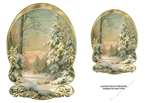 Unembellished Arched Winter Scene Toppers 7 ( 8x8 6x6 A5 A6 )