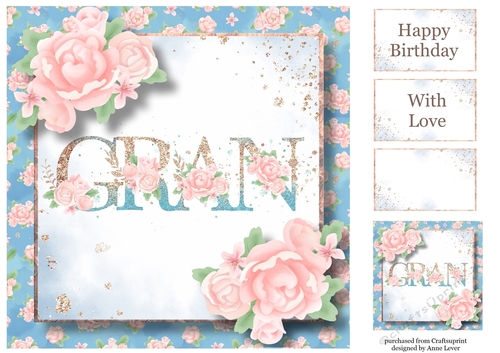 Pretty Pink Roses & Glitter - Gran 8x8