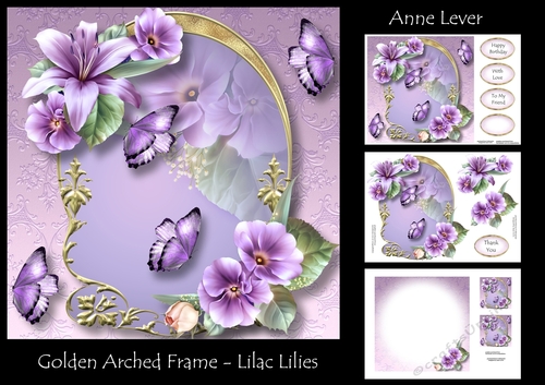 Golden Arched Frame - Lilac Lilies