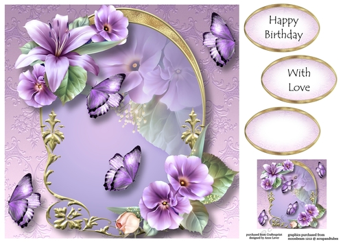 Golden Arched Frame - Lilac Lilies 8x8