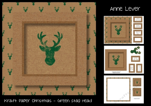 Kraft Paper Christmas - Green Stag Head