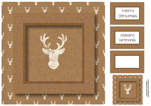 Kraft Paper Christmas - White Stag Head 8x8