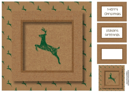 Kraft Paper Christmas - Green Stag 8x8