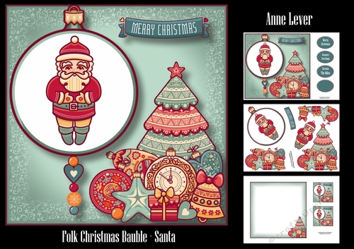 Folk Christmas Bauble - Santa