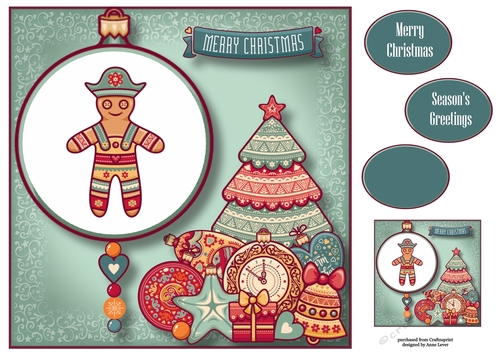Folk Christmas Bauble - Gingerbread Man 8x8