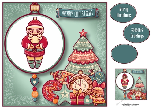 Folk Christmas Bauble - Santa 8x8