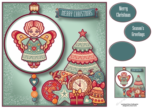 Folk Christmas Bauble - Angel 8x8