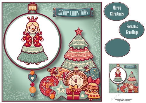 Folk Christmas Bauble - Princess 8x8