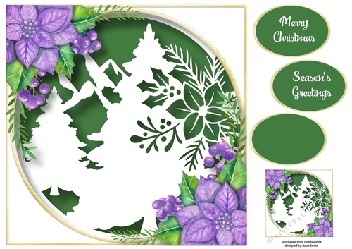 Christmas Faux Paper Cut - Christmas Tree Scene 8x8