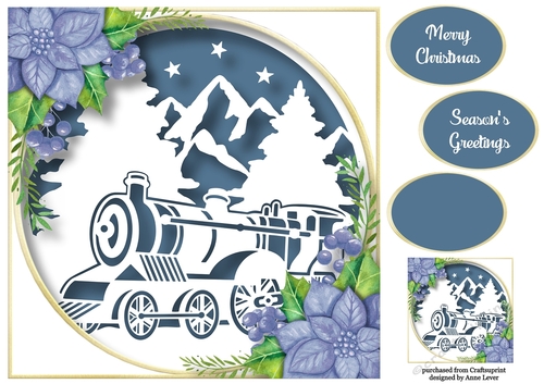 Christmas Faux Paper Cut - Polar Express Scene 8x8