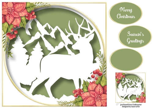 Christmas Faux Paper Cut - Stag Scene 8x8